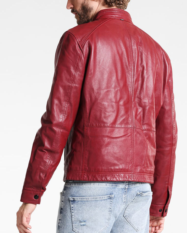 Biker Jacket - Men Real Lambskin Motorcycle Leather Biker Jacket KM304 - Koza Leathers