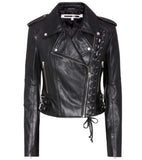 Women Real Lambskin Leather Biker Jacket KW503