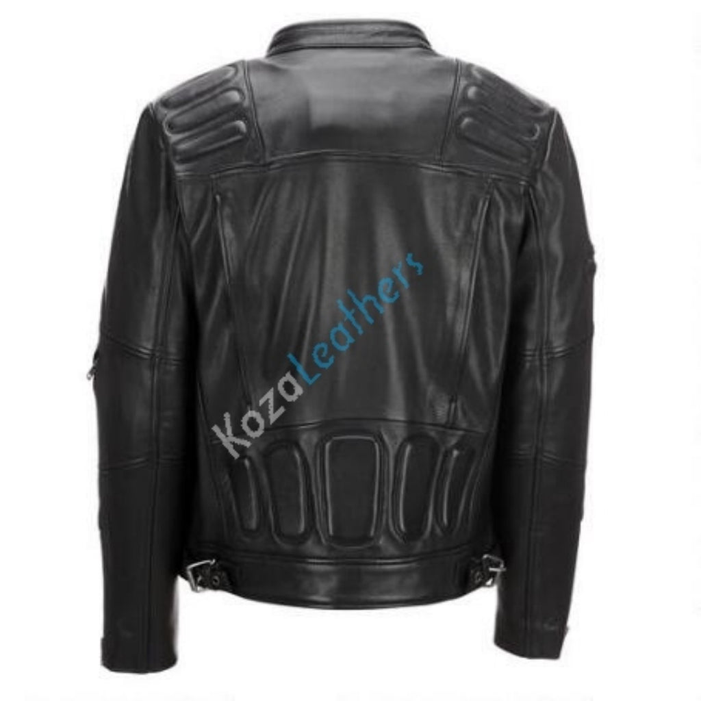 Biker Jacket - Men Real Lambskin Motorcycle Leather Biker Jacket KM194 - Koza Leathers