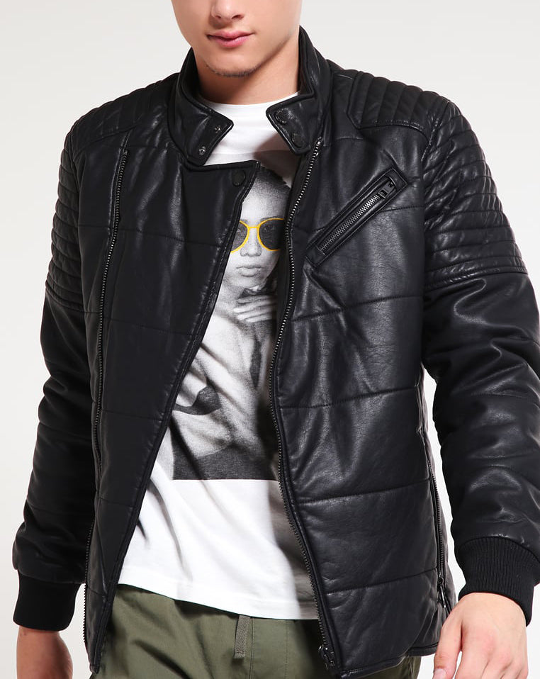 Biker Jacket - Men Real Lambskin Motorcycle Leather Biker Jacket KM306 - Koza Leathers