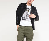 Biker Jacket - Men Real Lambskin Motorcycle Leather Biker Jacket KM306 - Koza Leathers