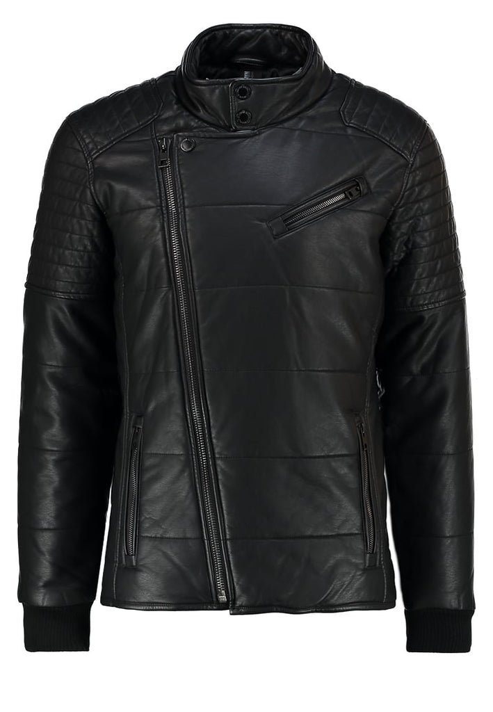 Biker Jacket - Men Real Lambskin Motorcycle Leather Biker Jacket KM306 - Koza Leathers