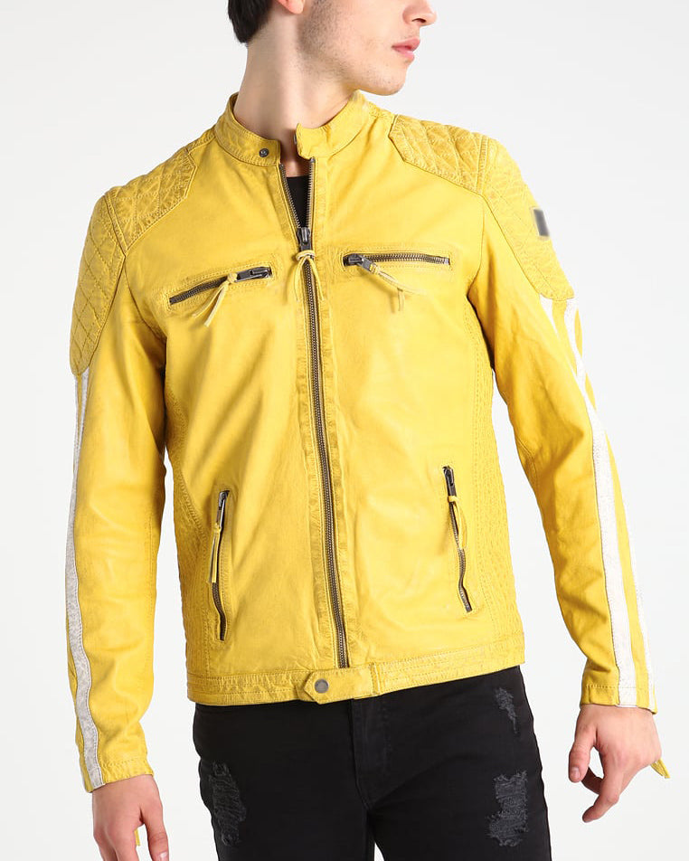 Biker Jacket - Men Real Lambskin Motorcycle Leather Biker Jacket KM307 - Koza Leathers