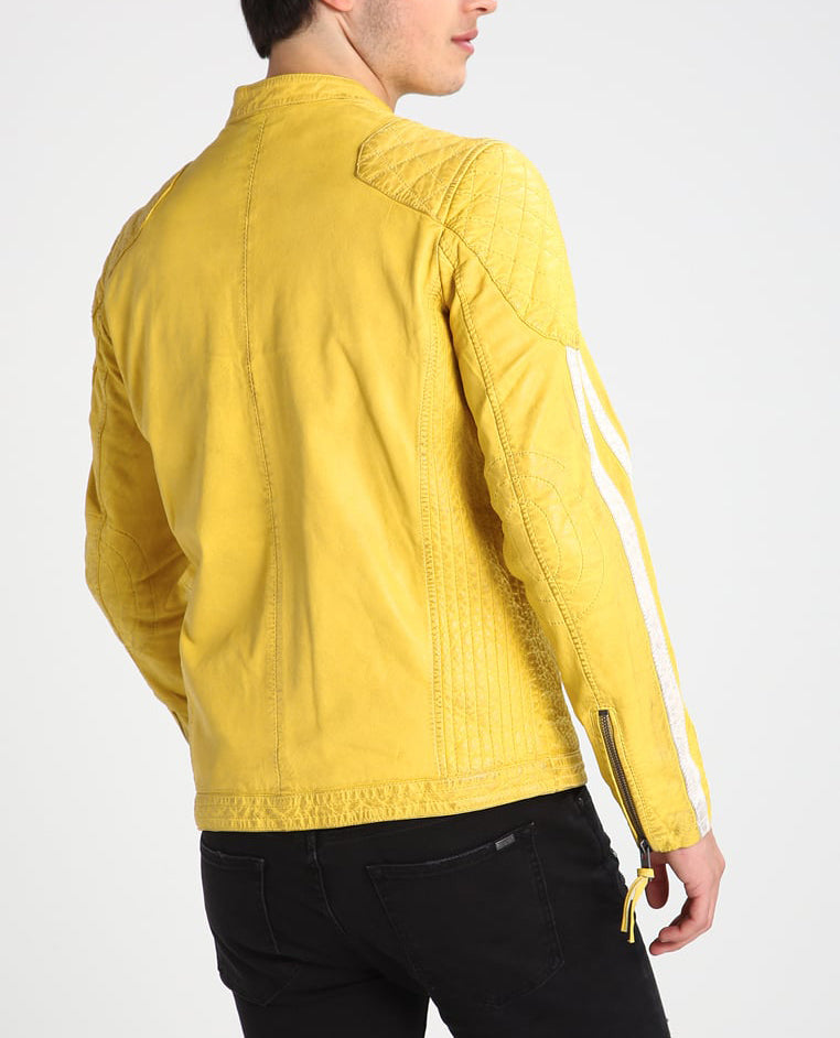 Biker Jacket - Men Real Lambskin Motorcycle Leather Biker Jacket KM307 - Koza Leathers