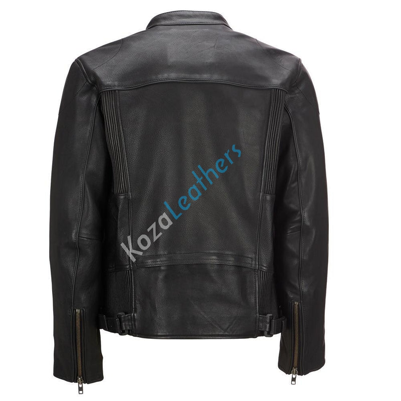 Biker Jacket - Men Real Lambskin Motorcycle Leather Biker Jacket KM195 - Koza Leathers