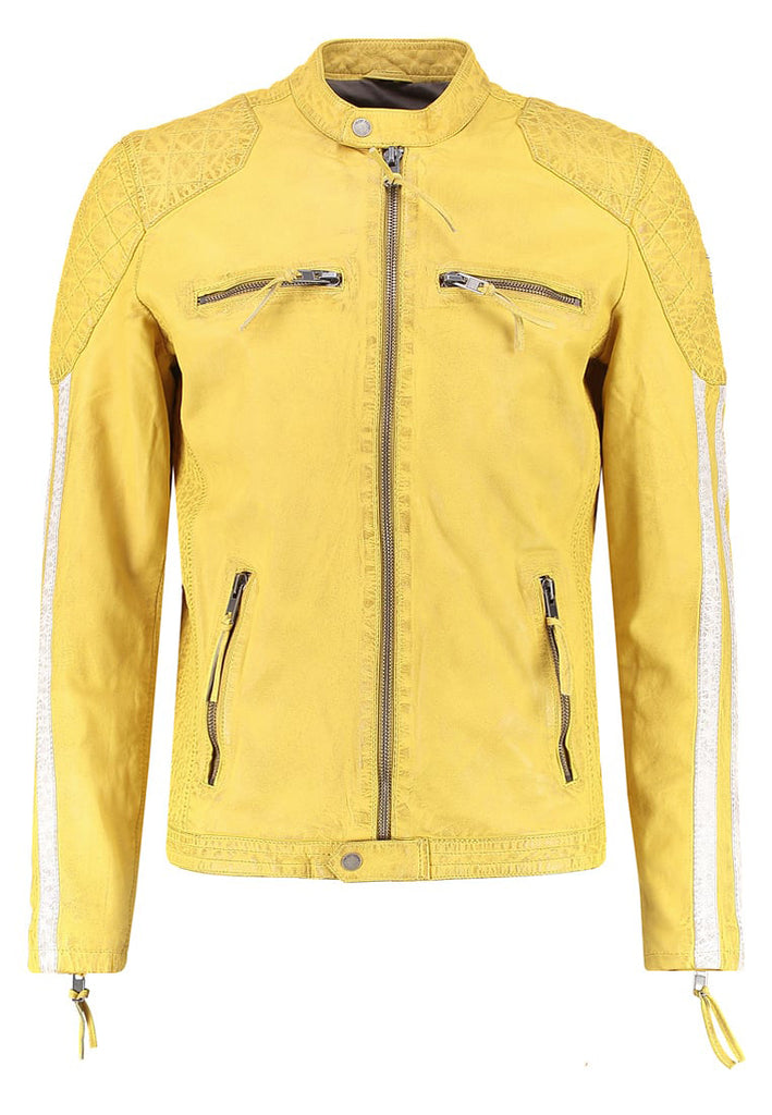 Biker Jacket - Men Real Lambskin Motorcycle Leather Biker Jacket KM307 - Koza Leathers