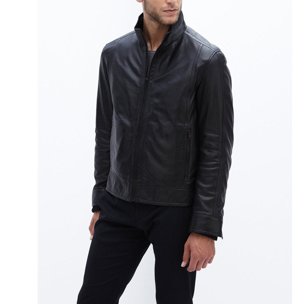 Biker Jacket - Men Real Lambskin Motorcycle Leather Biker Jacket KM314 - Koza Leathers