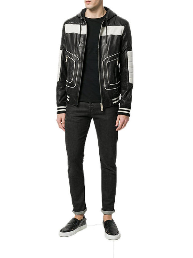 Biker Jacket - Men Real Lambskin Motorcycle Leather Biker Jacket KM360 - Koza Leathers