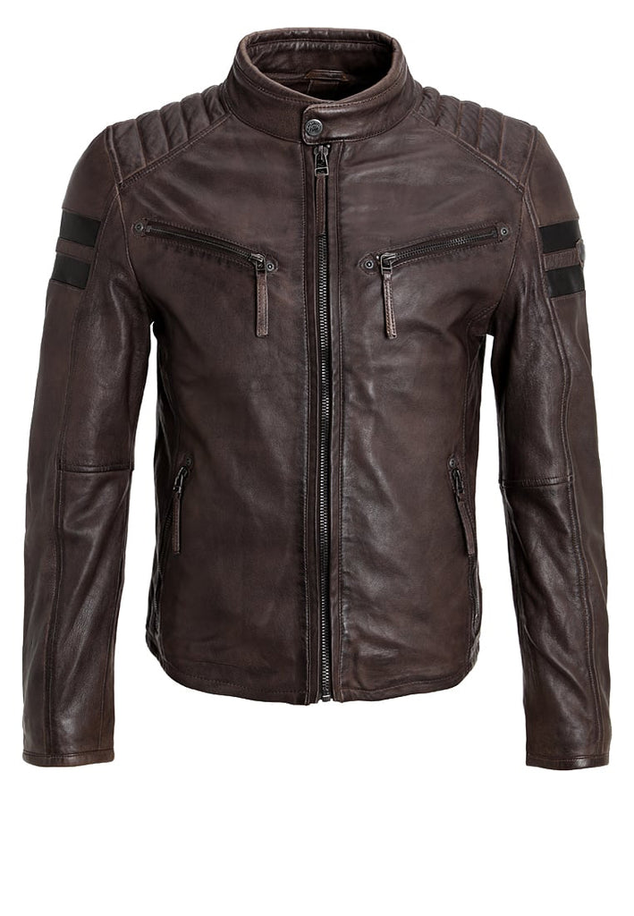 Biker Jacket - Men Real Lambskin Motorcycle Leather Biker Jacket KM235 - Koza Leathers