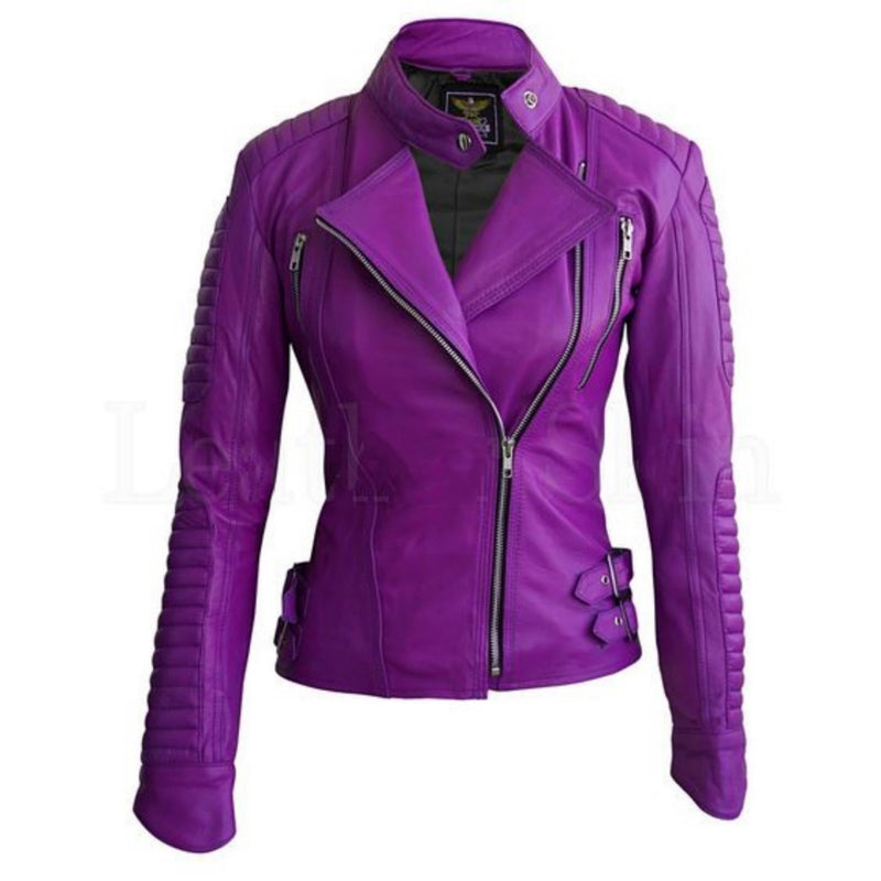 Biker / Motorcycle Jacket - Women Real Lambskin Leather Biker Jacket KW506 - Koza Leathers