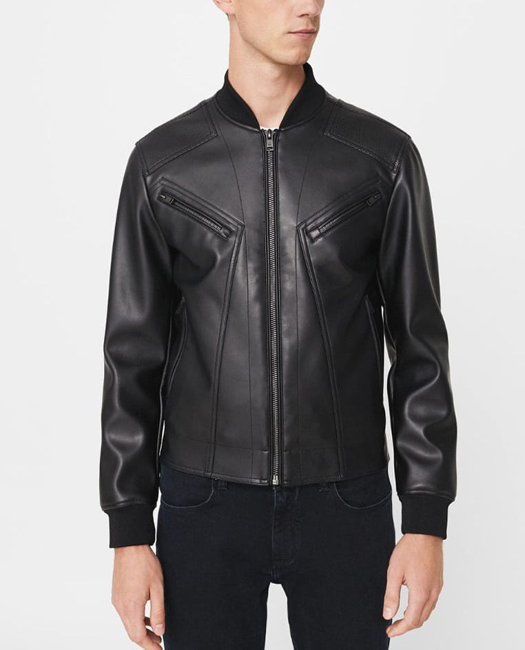 Biker Jacket - Men Real Lambskin Motorcycle Leather Biker Jacket KM308 - Koza Leathers