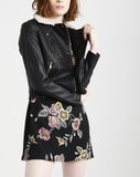 Women Real Lambskin Leather Biker Jacket KW262