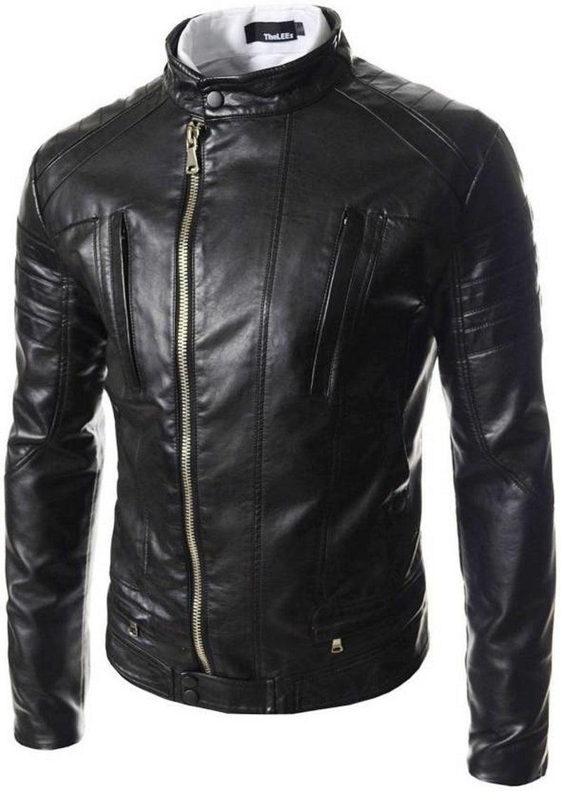 Biker Jacket - Men Real Lambskin Motorcycle Leather Biker Jacket KM457 - Koza Leathers