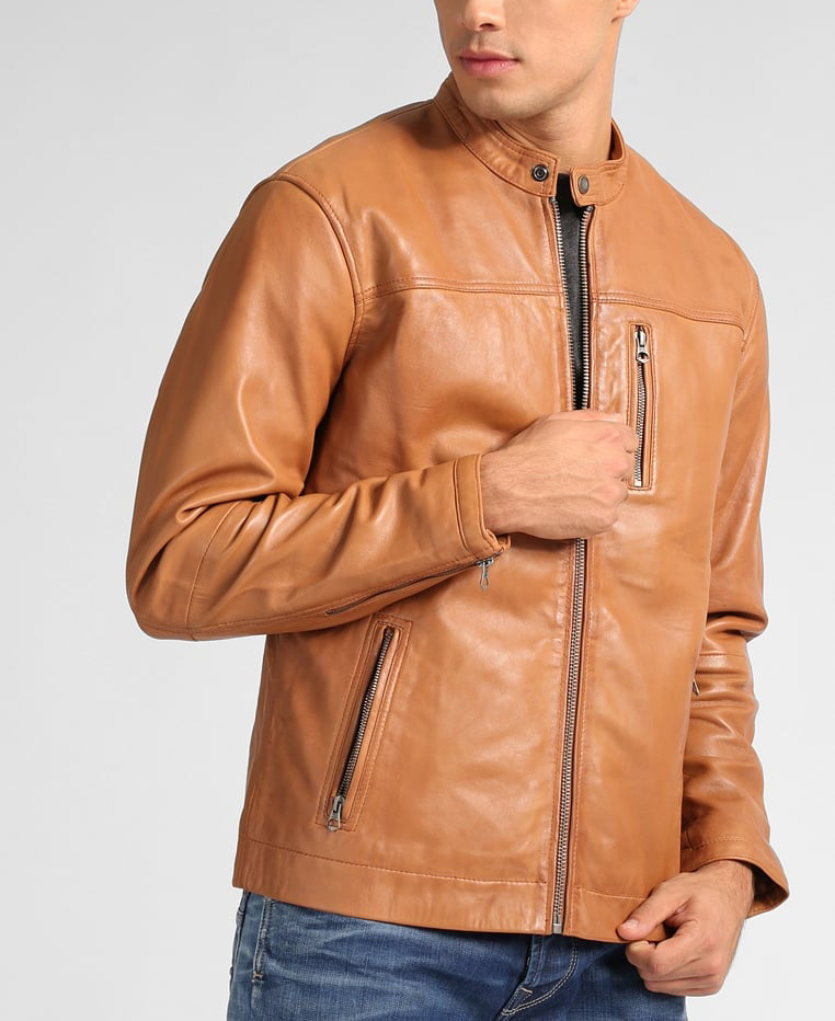 Biker Jacket - Men Real Lambskin Motorcycle Leather Biker Jacket KM309 - Koza Leathers