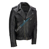 Men Real Lambskin Motorcycle Leather Biker Jacket KM196