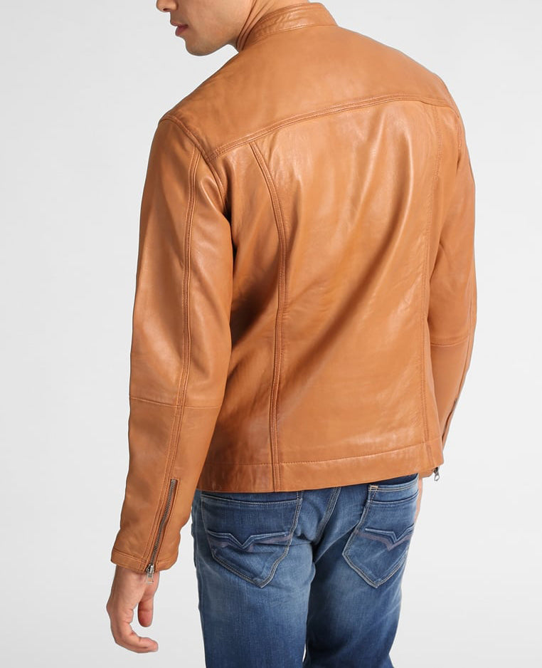 Biker Jacket - Men Real Lambskin Motorcycle Leather Biker Jacket KM309 - Koza Leathers