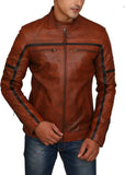 Men Real Lambskin Motorcycle Leather Biker Jacket KM459