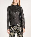Women Real Lambskin Leather Biker Jacket KW263