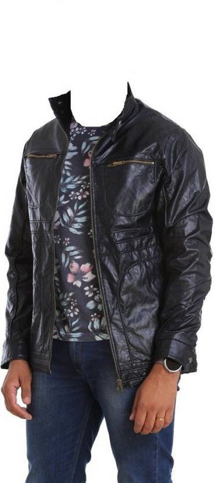 Biker Jacket - Men Real Lambskin Motorcycle Leather Biker Jacket KM460 - Koza Leathers