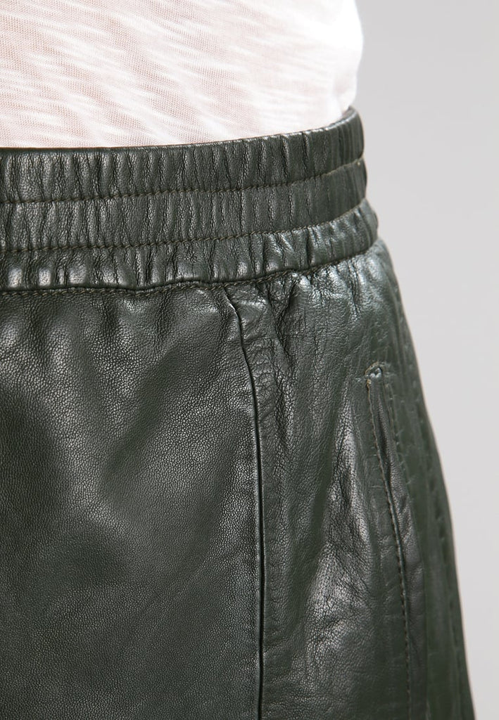 Knee Length Skirt - Women Real Lambskin Leather Mini Skirt WS111 - Koza Leathers