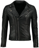 Men Real Lambskin Motorcycle Leather Biker Jacket KM461
