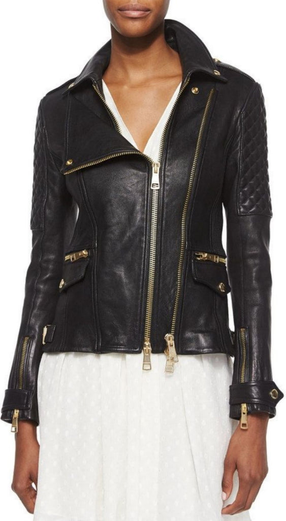 Biker / Motorcycle Jacket - Women Real Lambskin Leather Biker Jacket KW513 - Koza Leathers