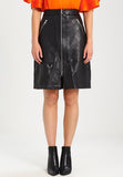 Women Real Lambskin Leather Above Knee Skirt WS115