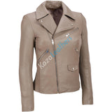 Women Real Lambskin Leather Biker Jacket KW166