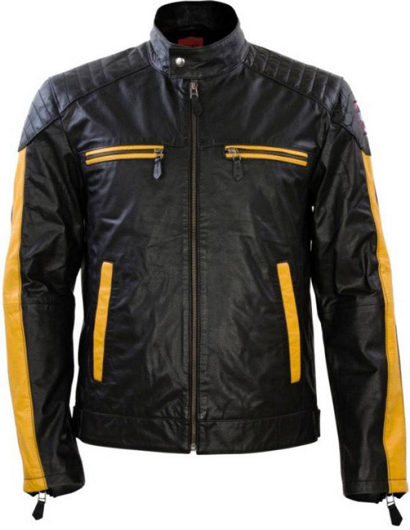 Biker Jacket - Men Real Lambskin Motorcycle Leather Biker Jacket KM466 - Koza Leathers