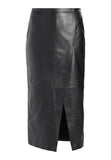 Women Real Lambskin Leather Below Knee Skirt WS113