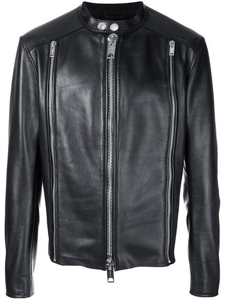 Biker Jacket - Men Real Lambskin Motorcycle Leather Biker Jacket KM358 - Koza Leathers