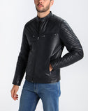 Men Real Lambskin Motorcycle Leather Biker Jacket KM236