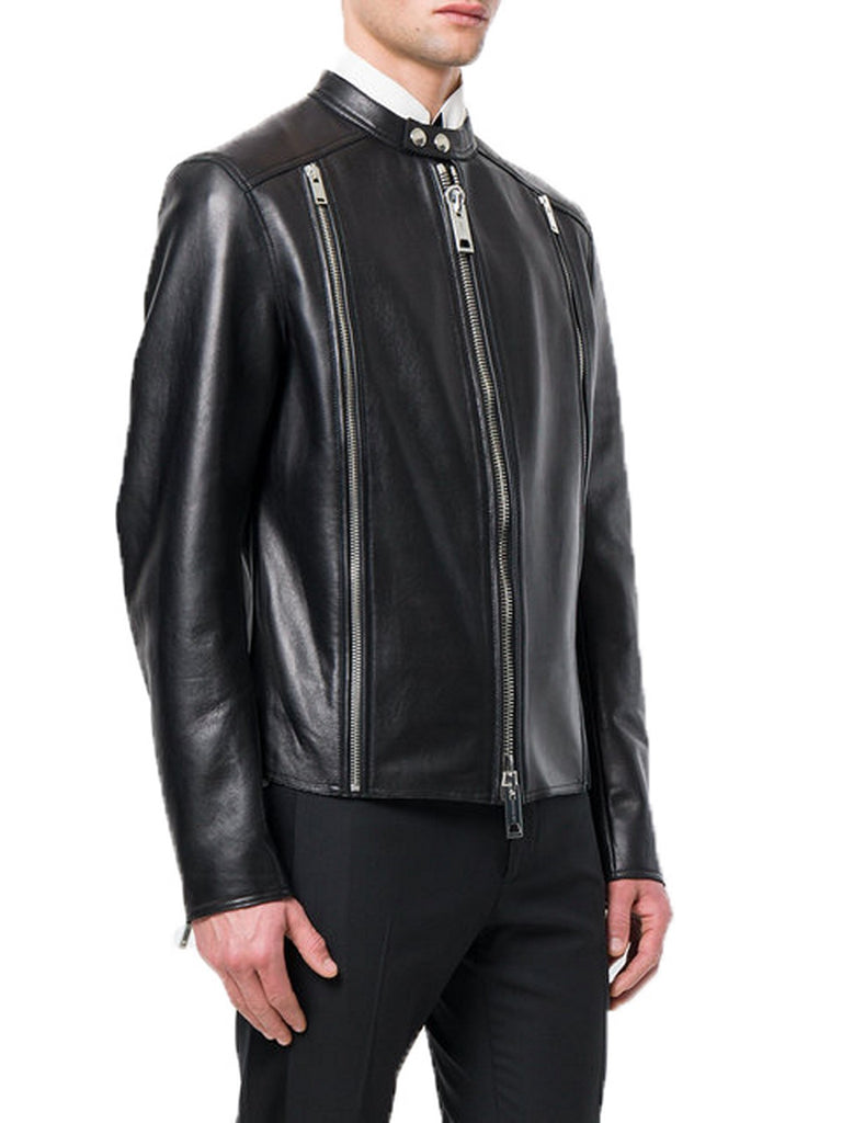 Biker Jacket - Men Real Lambskin Motorcycle Leather Biker Jacket KM358 - Koza Leathers