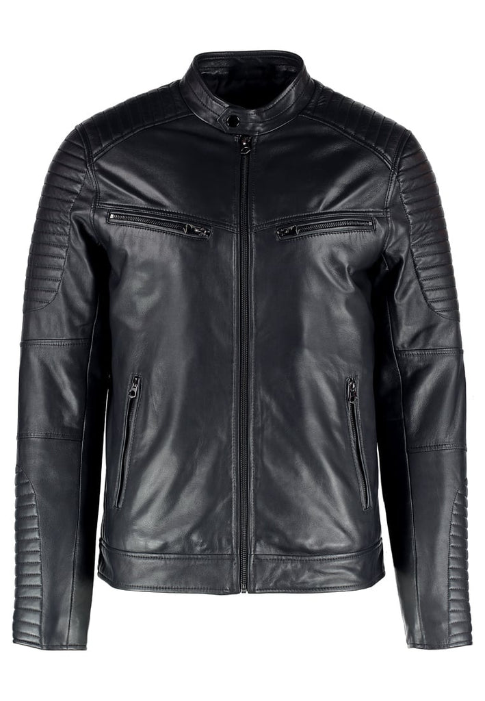 Biker Jacket - Men Real Lambskin Motorcycle Leather Biker Jacket KM236 - Koza Leathers