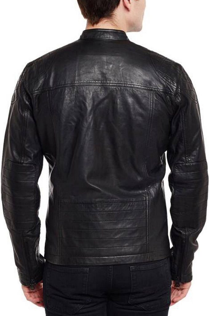 Biker Jacket - Men Real Lambskin Motorcycle Leather Biker Jacket KM385 - Koza Leathers