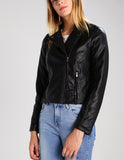 Women Real Lambskin Leather Biker Jacket KW270
