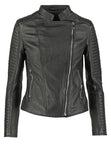 Women Real Lambskin Leather Biker Jacket KW063