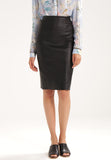 Women Real Lambskin Leather Knee Length Skirt WS117