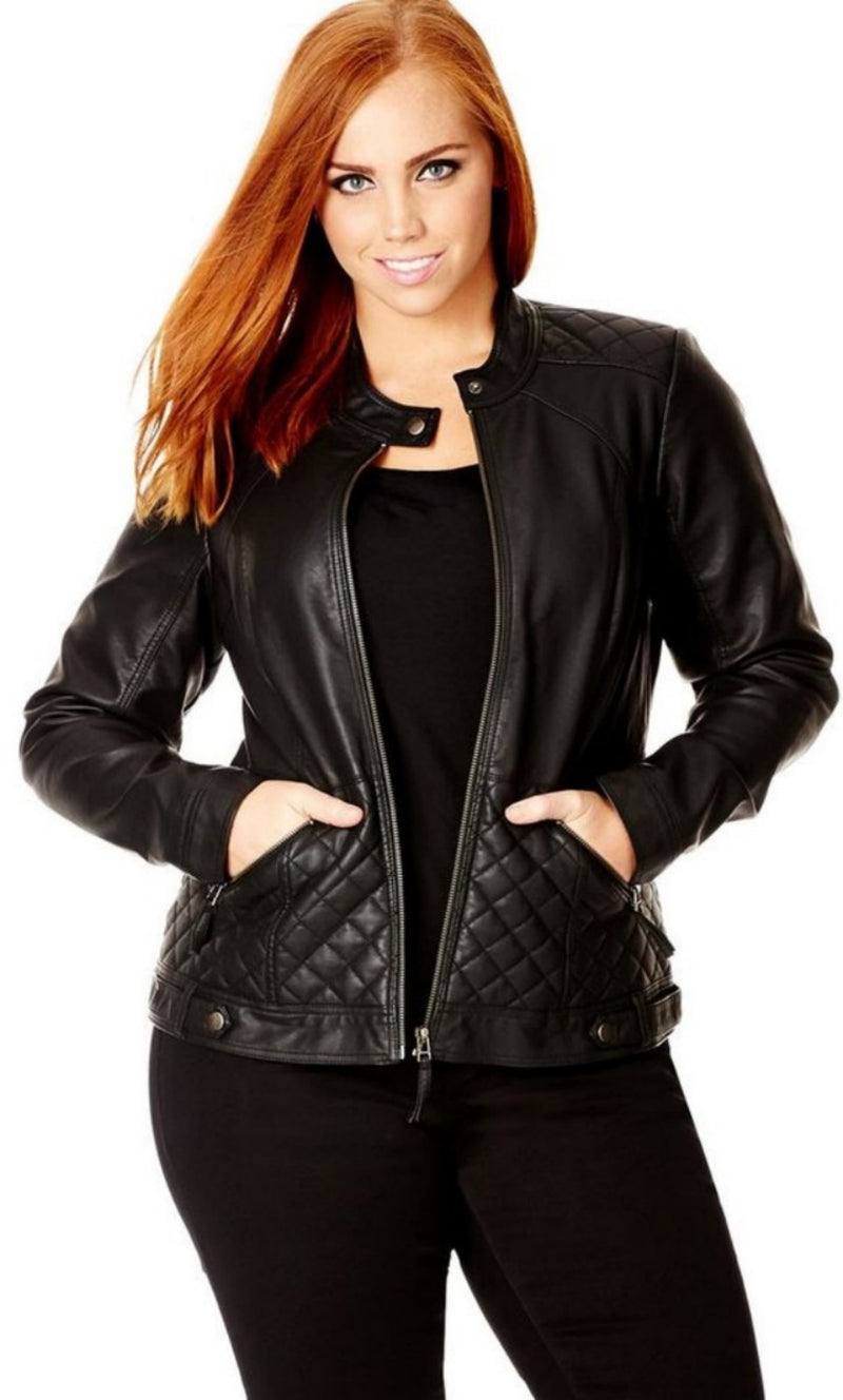 Biker / Motorcycle Jacket - Women Real Lambskin Leather Biker Jacket KW518 - Koza Leathers