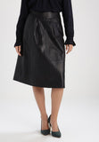 Women Real Lambskin Leather Below Knee Skirt WS119