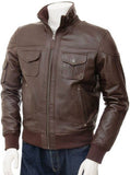 Men Real Lambskin Motorcycle Leather Biker Jacket KM471