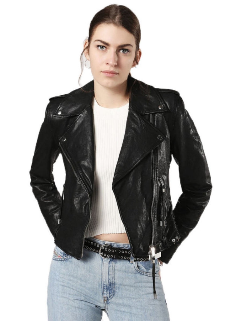 Biker / Motorcycle Jacket - Women Real Lambskin Leather Biker Jacket KW523 - Koza Leathers