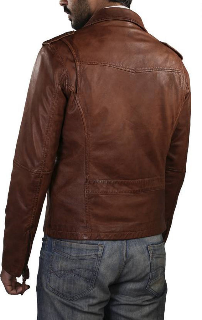 Biker Jacket - Men Real Lambskin Motorcycle Leather Biker Jacket KM386 - Koza Leathers