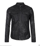 Men's Genuine Lambskin Leather Shirt Jacket MSH006