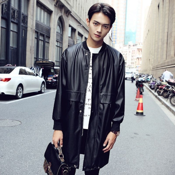 Koza Leathers Men's Genuine Lambskin Trench Coat Real Leather Jacket T