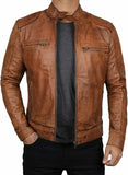 Koza Leathers Men's Genuine Lambskin Leather Vintage Bomber Jacket VJ002