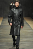 Koza Leathers Men's Genuine Lambskin Trench Coat Real Leather Jacket TM030
