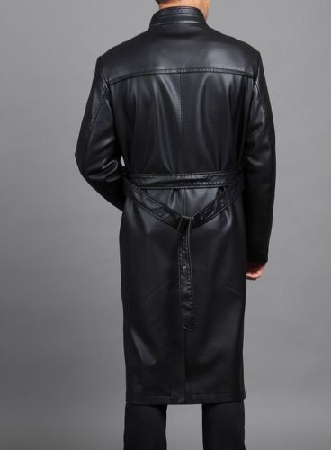 Koza Leathers Men's Genuine Lambskin Trench Coat Real Leather Jacket T