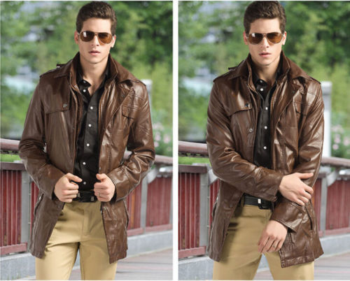 Koza Leathers Men's Genuine Lambskin Trench Coat Real Leather Jacket TM014 Koza Leathers Men's Genuine Lambskin Trench Coat Real Leather Jacket TM014
