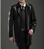 Koza Leathers Men's Genuine Lambskin Trench Coat Real Leather Jacket TM018